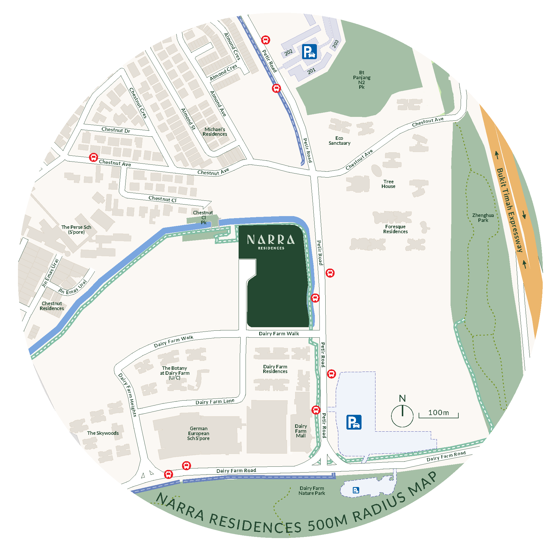 Narra Residences 500m Map